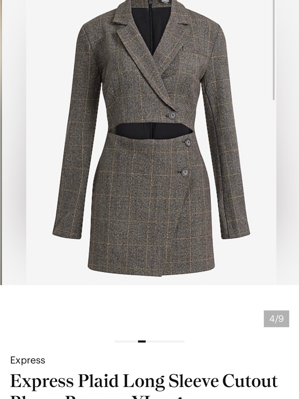 Express Brown Plaid Cutout Blazer Jacket